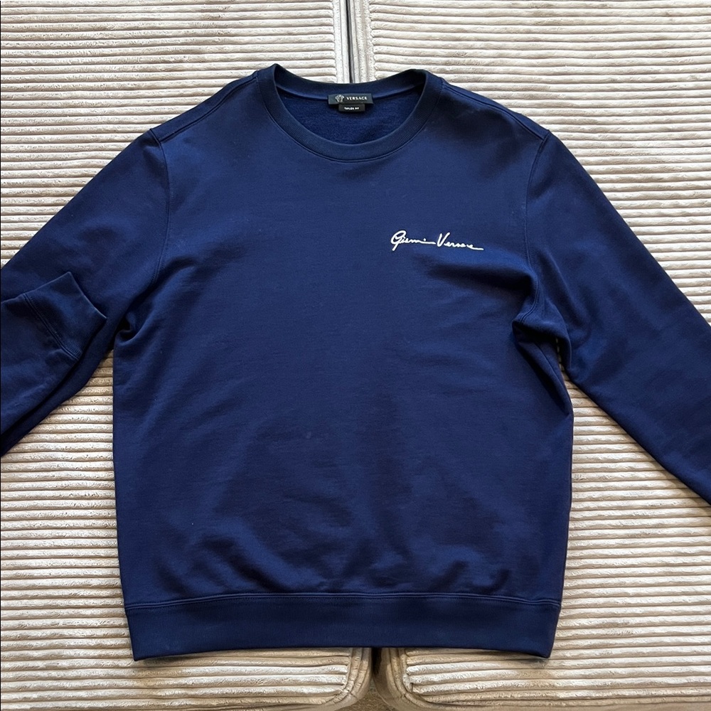 Versace Men's Deep Blue Crewneck Sweater